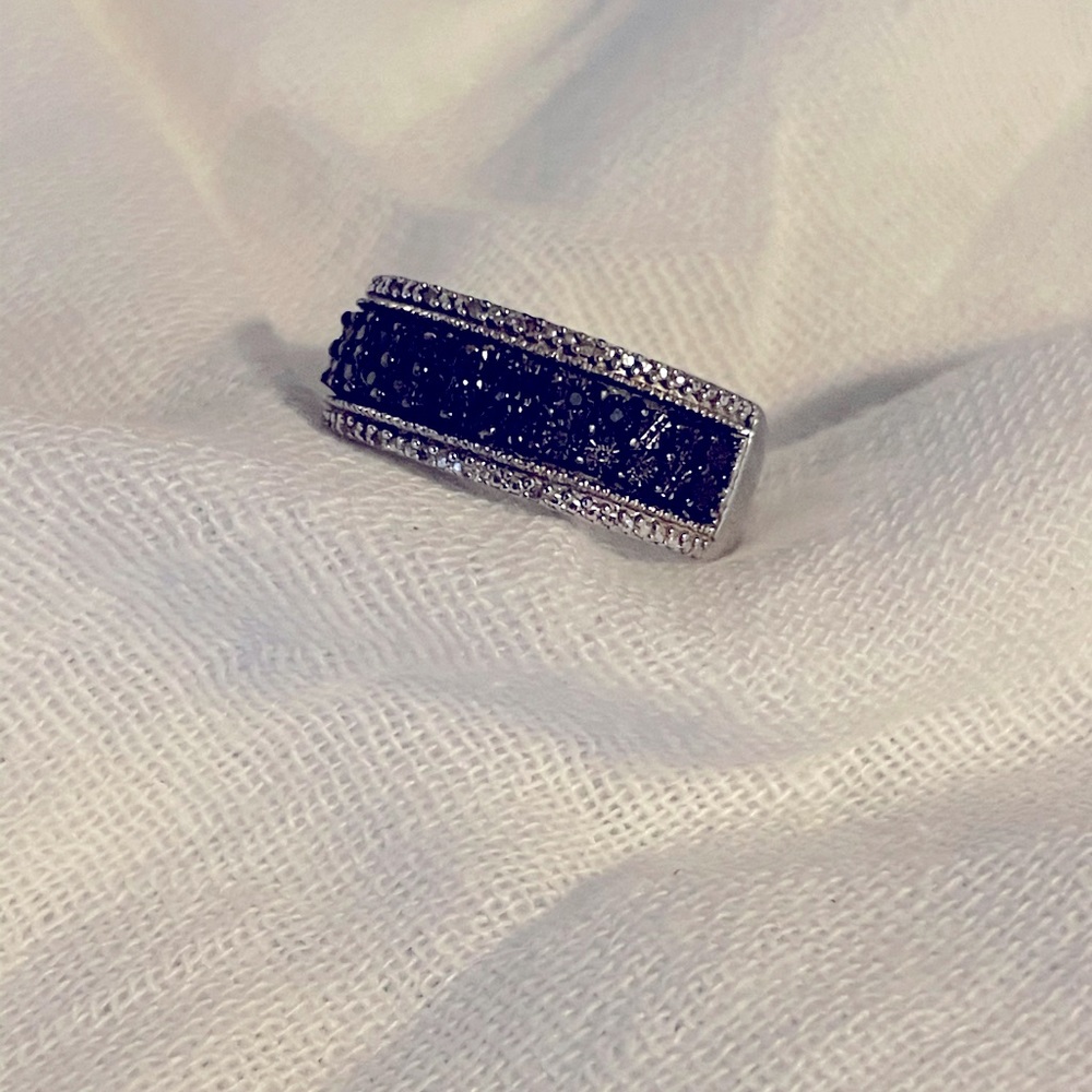 Black and white diamond ring